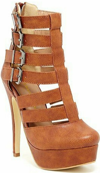 TANGY Cage Buckle Platform Stilleto Booties - Picture 1 of 7